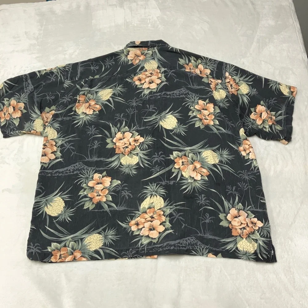 Tommy Bahama Shirt Silk Pineapple Floral Hawaiian Camp Button Up Mens 2XL